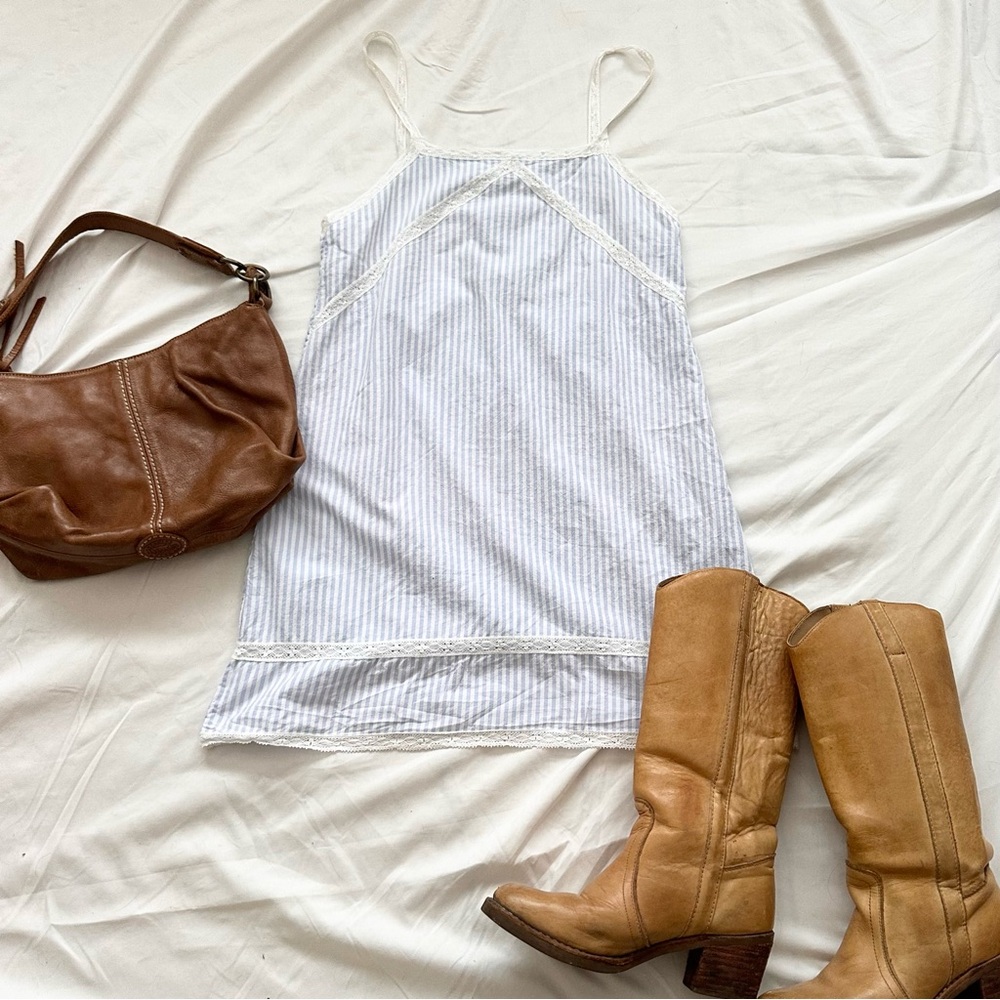 Zara Blue and White Striped Mini Dress
